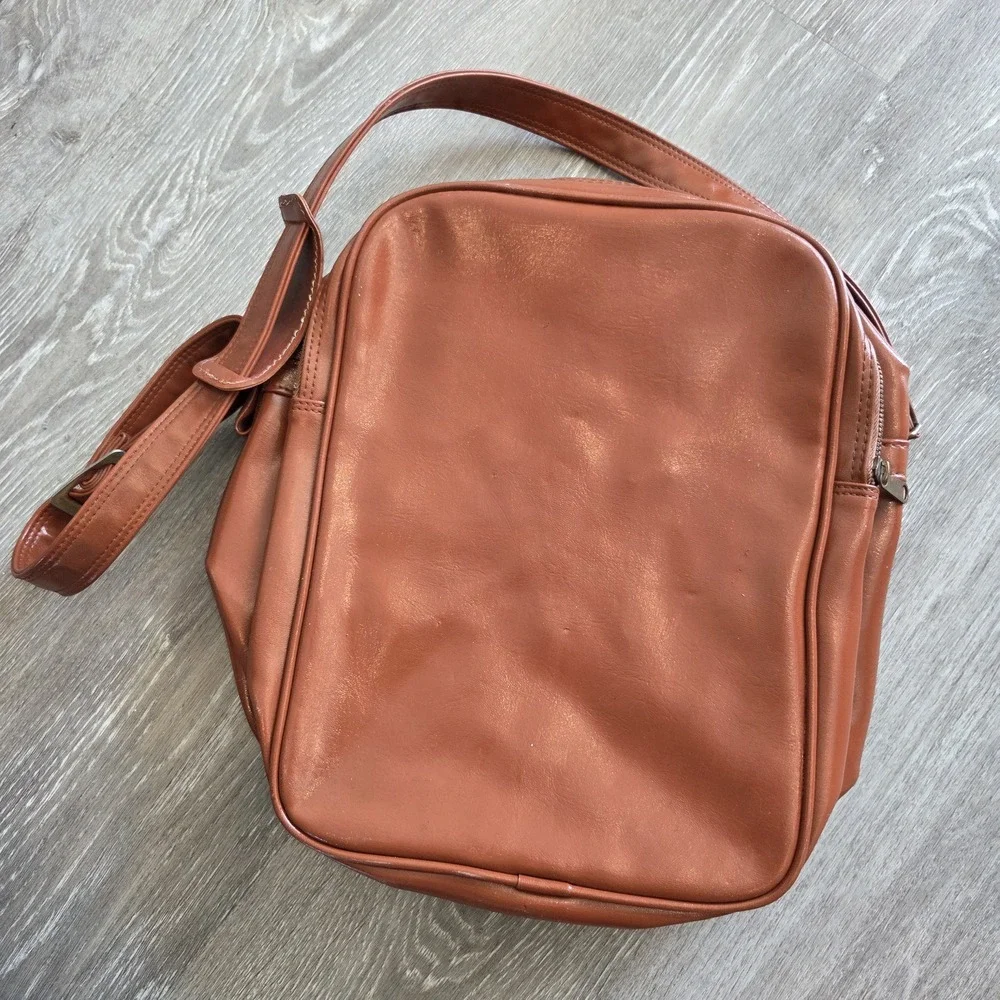 Vintage Restored Samsonite Leather Multi-Pocket Shoulder Travel Bag